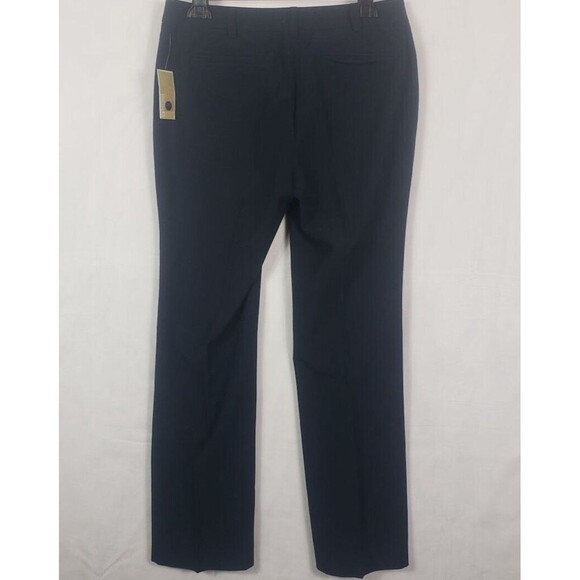 Michael Kors Pants Womens 8 Navy Blue Flat Zip Front Straight Leg Trousers - Picture 2 of 9